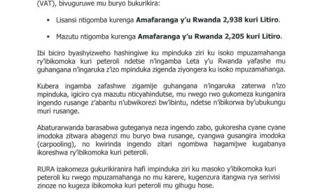 Igiciro cya Lisansi mu Rwanda cyatumbagiye